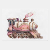 Roze Trein Motor  Steampunk Inpakpapier Vel (Voorkant 3)