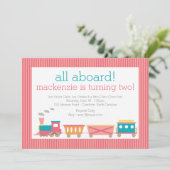 Roze trein uitnodiging (Staand voorkant)