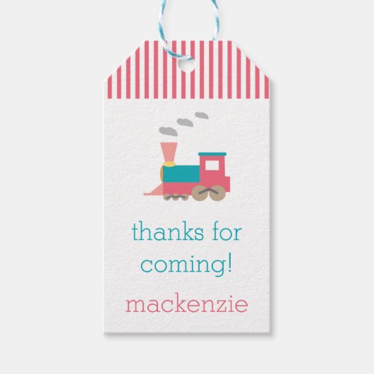 Roze Trein Verjaardagscadeau Label Cadeaulabel (Voorkant)