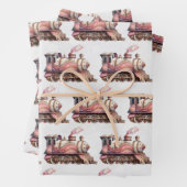 Roze Treinmotor  Steampunk Pattern Inpakpapier Vel (In situ)