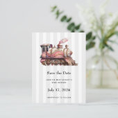 Roze Treinmotor  Steampunk Stijl Aankondigingskaart (Staand voorkant)