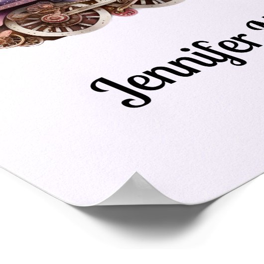 Roze Treinmotor  Steampunk Stijl Bedrijf Poster (Hoek)