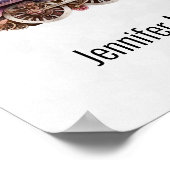 Roze Treinmotor  Steampunk Stijl Bedrijf Poster (Hoek)