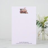 Roze Treinmotor  Steampunk Stijl Briefpapier (Staand voorkant)