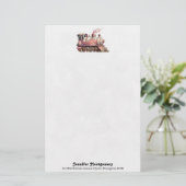Roze Treinmotor  Steampunk Stijl Briefpapier (Staand voorkant)