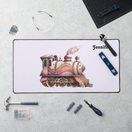 Roze Treinmotor Steampunk Stijl Bureaumat (Werkstation)