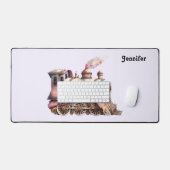Roze Treinmotor Steampunk Stijl Bureaumat (Keyboard & Muis)