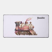 Roze Treinmotor Steampunk Stijl Bureaumat (Voorkant)