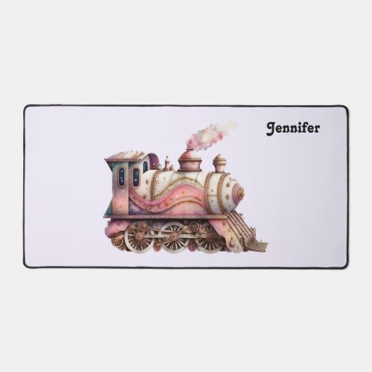 Roze Treinmotor Steampunk Stijl Bureaumat (Voorkant)