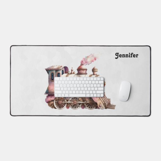 Roze Treinmotor  Steampunk Stijl Bureaumat (Keyboard & Muis)