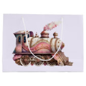 Roze Treinmotor  Steampunk Stijl Groot Cadeauzakje (Achterkant)