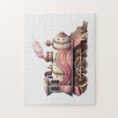Roze Treinmotor  Steampunk Stijl Legpuzzel (Verticaal)
