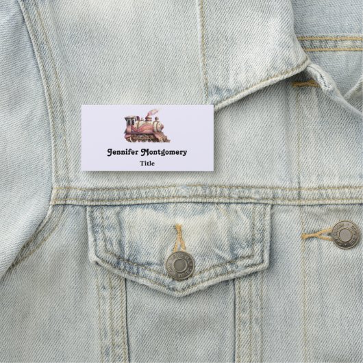 Roze Treinmotor  Steampunk Stijl Naamplaatje (In situ)