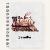 Roze Treinmotor Steampunk Stijl Notitieboek (Voorkant)