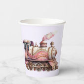 Roze Treinmotor Steampunk Stijl Papieren Bekers (Achterkant)