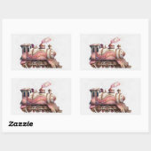 Roze Treinmotor  Steampunk Stijl Rechthoekige Sticker (Vel)