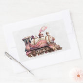Roze Treinmotor  Steampunk Stijl Rechthoekige Sticker (Envelop)