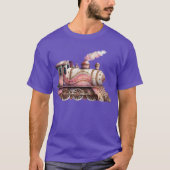 Roze Treinmotor Steampunk Stijl T-shirt (Voorkant)
