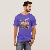 Roze Treinmotor Steampunk Stijl T-shirt (Voorkant volledig)