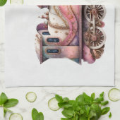 Roze Treinmotor Steampunk Stijl Theedoek (Gevouwen)