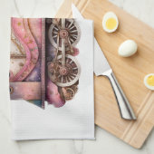 Roze Treinmotor Steampunk Stijl Theedoek (Quarter Fold)