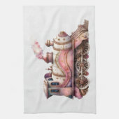 Roze Treinmotor Steampunk Stijl Theedoek (Verticaal)