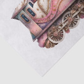 Roze Treinmotor  Steampunk Stijl Tissuepapier (Detail)