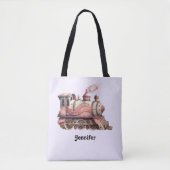 Roze Treinmotor  Steampunk Stijl Tote Bag (Voorkant)