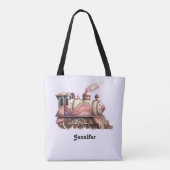 Roze Treinmotor  Steampunk Stijl Tote Bag (Achterkant)