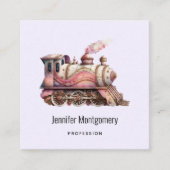 Roze Treinmotor  Steampunk Stijl Vierkante Visitekaartje (Voorkant)