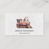 Roze Treinmotor  Steampunk Stijl Visitekaartje (Voorkant)