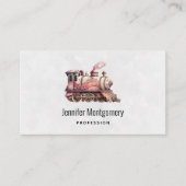 Roze Treinmotor  Steampunk Stijl Visitekaartje (Voorkant)