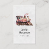 Roze Treinmotor Steampunk Stijl Visitekaartje (Voorkant)