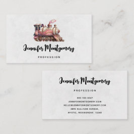 Roze Treinmotor Steampunk Stijl Visitekaartje