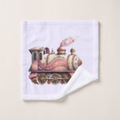 Roze Treinmotor Steampunk Stijlpatroon Bad Handdoek (Wasdoekje)