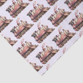Roze Treinmotor  Steampunk Stijlpatroon Tissuepapier (Detail)