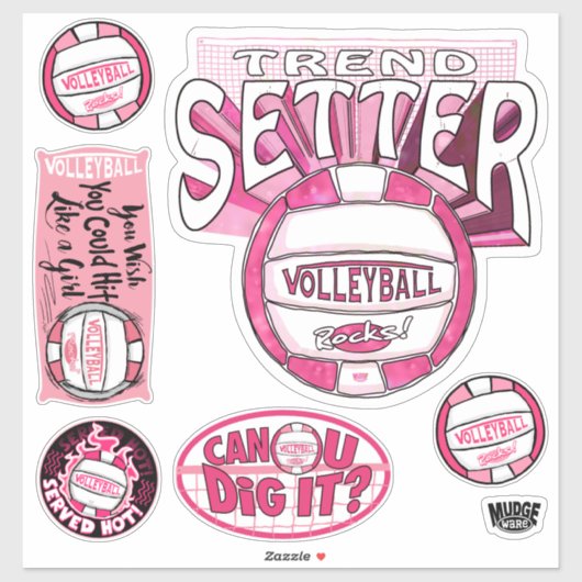 Roze trend setter Volleyball Sticker (Vel)