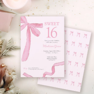 Roze trendy Boog Lint Coquette Sweet 16 Kaart
