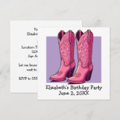 Roze Trendy Cowgirl Boots Meisje Verjaardagsfeestj Kaart (Voorkant / Achterkant)