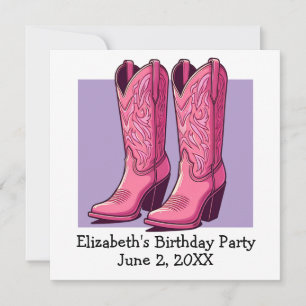 Roze Trendy Cowgirl Boots Meisje Verjaardagsfeestj Kaart