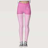Roze Trendy Gingham Pattern Aangepast Initiaal Leggings (Voorkant)