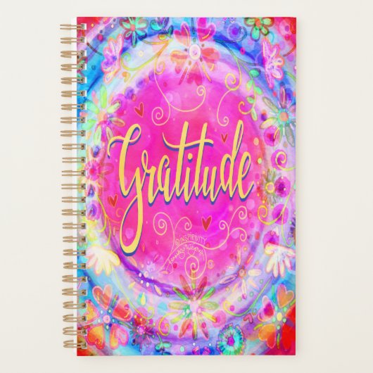  roze trendy Gratitude Floral Inspirerend Planner (Voorkant)