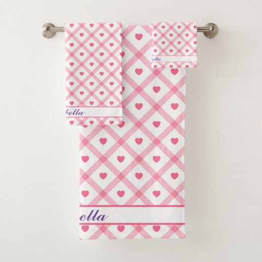 Roze Trendy Heart Valentijnsdag Collectie Bad Handdoek (Insitu)