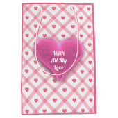 Roze Trendy Heart Valentijnsdag Collectie Medium Cadeauzakje (Voorkant)