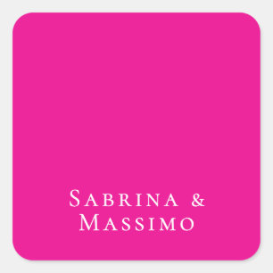 Roze Trendy Moderne Minimalistische Uw Naam Vierkante Sticker