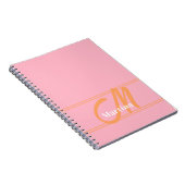 Roze Trendy Moderne Monogram Eerste Notitieboek (Rechterzijde)