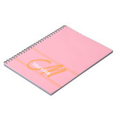 Roze Trendy Moderne Monogram Eerste Notitieboek (Linkerzijde)