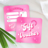 Roze trendy retro nagels beauty spa cadeaubon vierkante visitekaartjes
