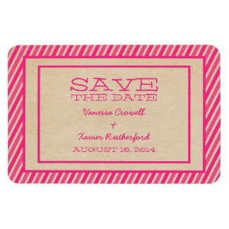 Roze Trendy Stripes sparen de Magnet van de Datum Magneet