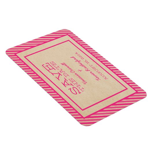 Roze Trendy Stripes sparen de Magnet van de Datum Magneet (Rechterzijde)